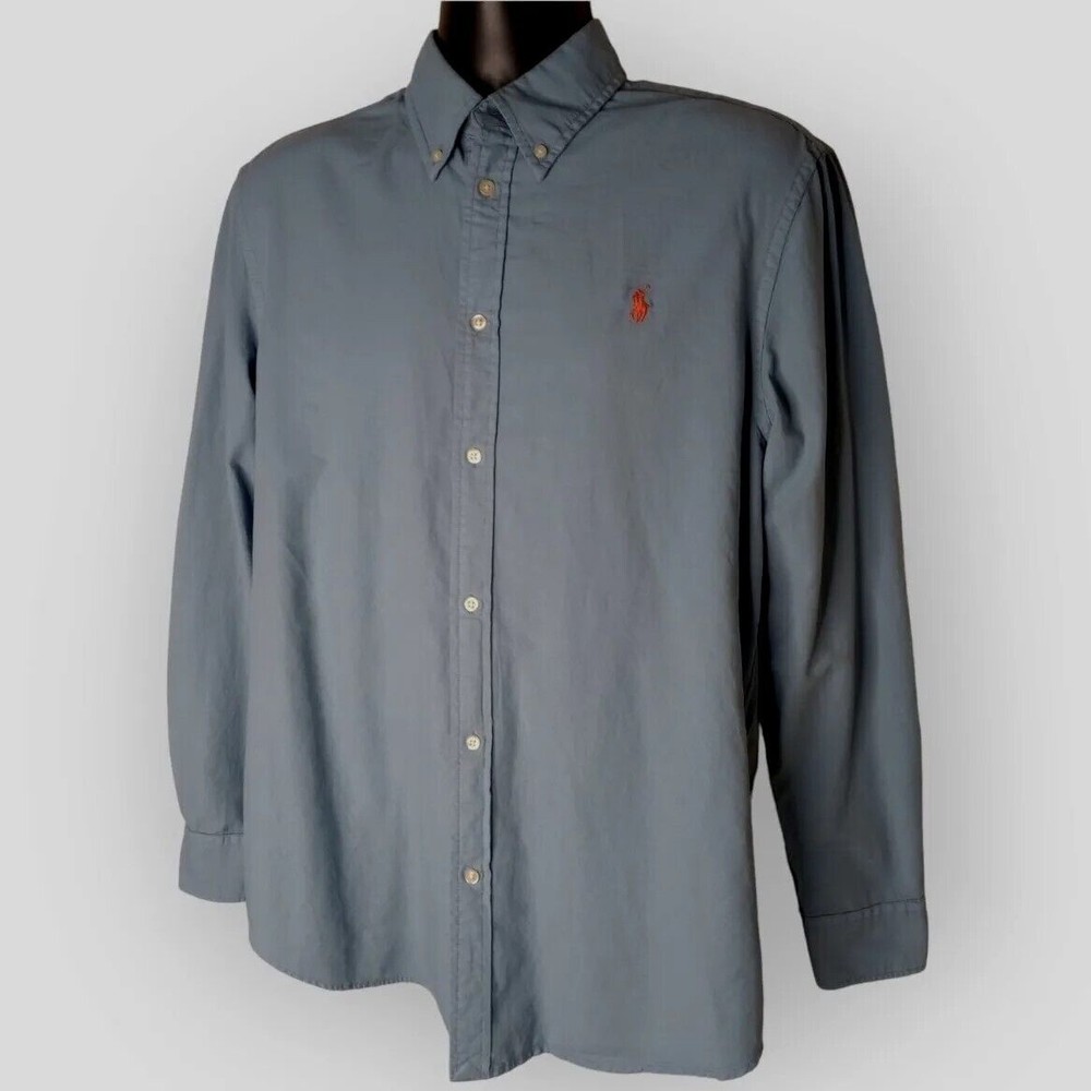 Polo Ralph Lauren BLUE Garment-Dyed RELAXED FIT Shirt Men's XL Hot Pink Pony